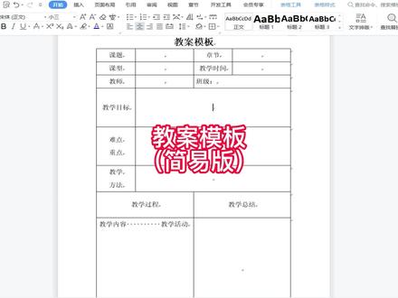 教案模板(简易版) #wps表格