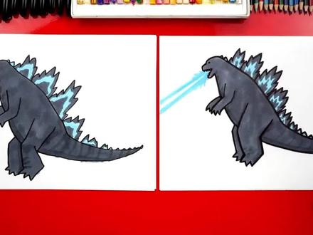 喜欢画恐龙的宝宝看过来,哥斯拉简笔画教程来啰,爸爸妈妈在家带着宝贝一起动手吧#美术 #亲子互动 #艺术启蒙 #涂鸦