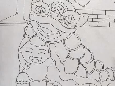 完整舞狮上色哦#儿童画 #中国节 #舞狮