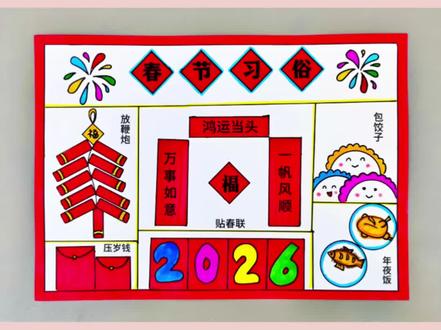 简单又好画春节习俗手抄报#手抄报模版 #春节手抄报