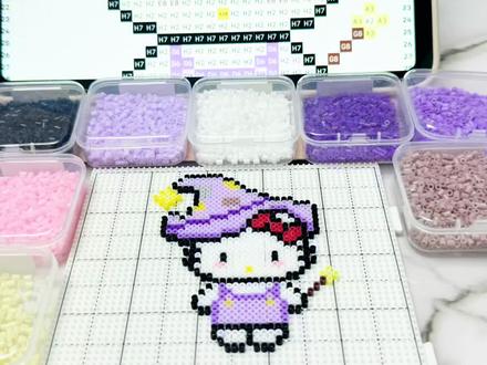 #真实生活分享计划 #拼豆 #拼豆图纸 #拼豆教程 #Kitty 今天拼 魔法Kitty 挑战拼100个拼豆 进度(26/100)