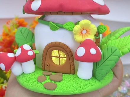 小精灵的蘑菇屋!#超轻粘土手工 #手工 #粘土教程