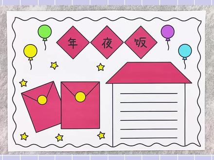 年夜饭手抄报,简单又漂亮!#年夜饭手抄报 #除夕手抄报 #手抄报