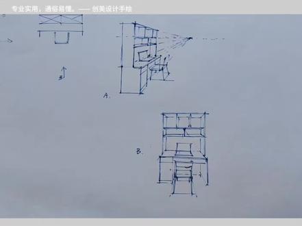 书桌书柜怎样画?#透视 #手绘 #画画