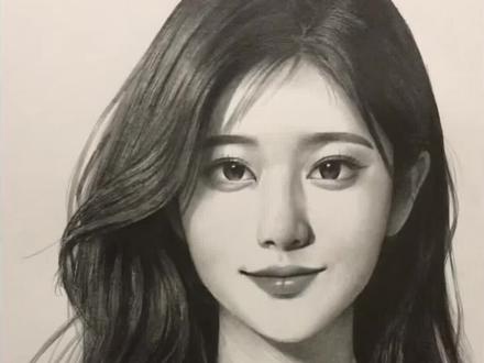 老师你这个眼睛有点怪!长发美女绘画过程!#画画 #绘画过程 #素描头像 #手绘 #绘画