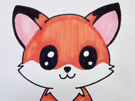一只可爱的小狐狸上线!几步就能画好,快喊家里的小画家来挑战~#儿童画 #简笔画教程 #简笔画 #儿童画教程