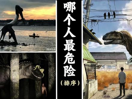 当人类遭遇恐龙危机,你认为哪张图片中人的处境更加危险#生存游戏 #生存挑战 #霸王龙 #战斗力 #电子斗蛐蛐