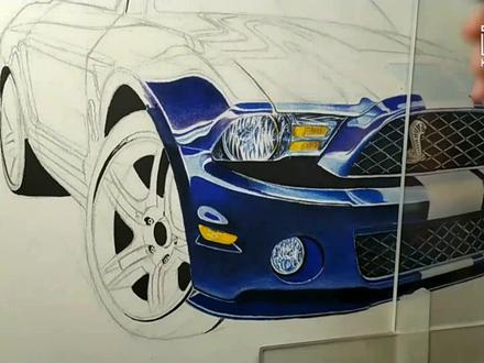 手绘福特谢尔比#手绘 #画画 #一起学画画 #乱涂乱画系列 #绘画过程 #绘画 #原创 #马克笔 #想画就画