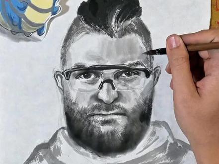 挑战用国画画粉丝头像第一期 #青年创作者成长计划 #三角洲行动 #威虫 #手绘 #乌鲁鲁