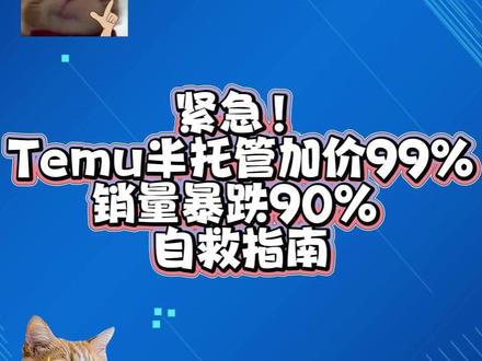 紧急!Temu半托管加价99%,销量暴跌90%,自救指南#temu商家现状 #temu运营 #temu #跨境电商 #temu跨境