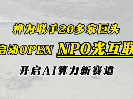 20多家巨头启动NPO光互联,开启AI算力新赛道 #财经 #AI算力 #光互联 #光通信