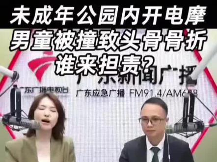 未成年公园内开电摩,男童被撞致头骨骨折,谁来担责?#东莞...