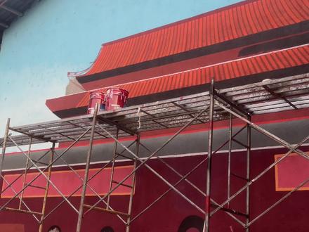 游仙区望江村这一副天安门壁画,希望能给家乡人带来欢声笑语!#墙绘#绵阳天安门墙绘 #画天安门