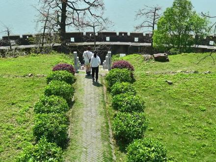 新会崖门古炮台,背山面海,两吨古炮守卫疆土