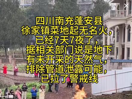 四川南充蓬安县徐家镇菜地起无名火,已经7天7夜了,据相关部门说是地下有未开采的天然气,排除管道泄露可能,已拉了警戒线#南充 #南充蓬安#蓬安地火#地下无名火#天然气