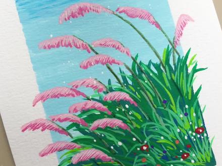 三分钟学会画芦苇#丙烯马克笔 #画画其实很简单 #一学就会的简笔画 #画画手绘