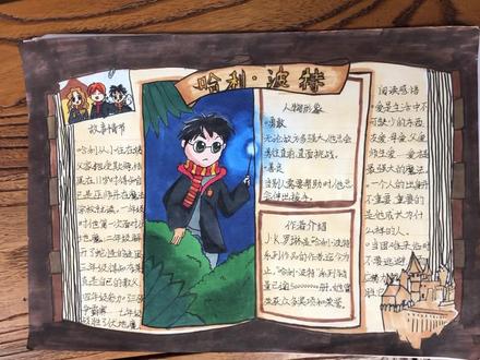 小学美术:推荐一本书手抄报怎么画,手把手教你画哈利波特手抄报,超有趣简单有趣#怎么画手抄报#绘画#儿童画#手绘#哈利波特魔法觉醒