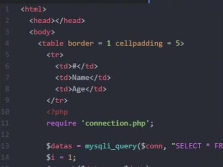php显示mysql数据库中的数据到html#php