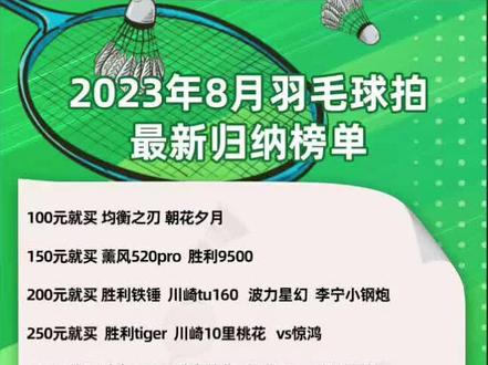 2023年各价位羽毛球拍推荐榜单