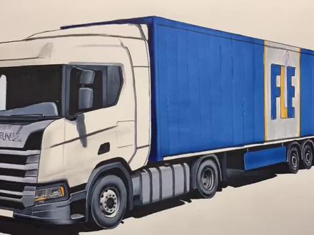 斯堪尼亚半挂牵引车,拉着一个集装箱 #马克笔手绘 #斯堪尼亚 #半挂车 #欧洲卡车模拟