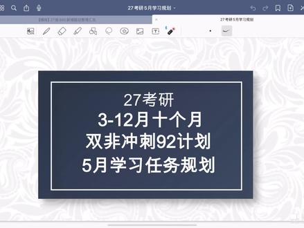 27考研双非冲刺92计划之5月学习任务安排! 十个月的时间双非冲刺92,在5月份应该要完成什么任务呢?#27考研 #考研数学 #考研英语 #存档我的备考日常 #假期宅家日记