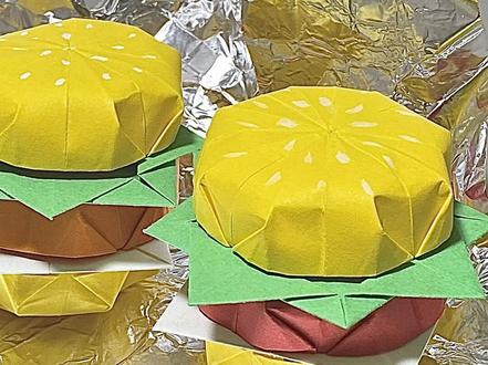 一点也不的折纸汉堡🍔🍔#手工 #折纸 #汉堡 #教程