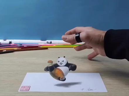 #裸眼3d #立体画 #功夫熊猫 😂咋滴啦,怎么画也不火的?