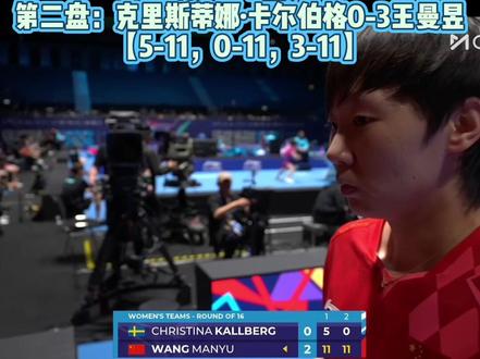 伦敦世乒赛女团1/8瑞典0-3国乒第二盘:克里斯蒂娜·卡尔伯格0-3王曼昱#乒乓球
