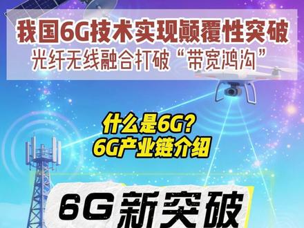 我国6G技术实现颠覆性突破 光纤无线融合打破“带宽鸿沟” 什么是6G?
6G产业链介绍#6G #光纤