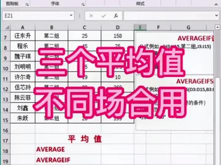 三个平均值函数的不同用法!#excel技巧 #知识分享 #教程