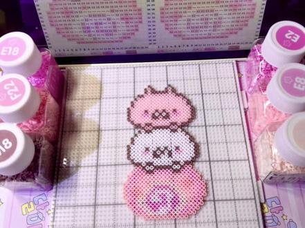 拼豆日记:小猫蛋糕(拼错版#拼豆#手工#拼豆图纸 #拼豆初体验 #叠叠乐