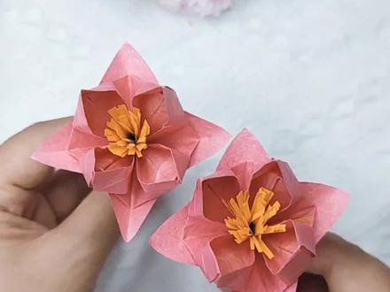 这么漂亮的垂丝海棠花,折一朵送给同桌叭,超好看的(ฅ∀<`๑)♡#简单小手工 #折纸手工 #一学就会系列 #手工 #垂丝海棠花
