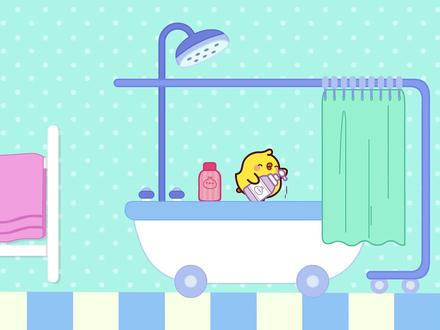 《萌浪兔1》第21集:萌浪兔和小鸡一起洗澡