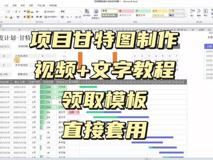 Excel表格超实用项目进度计划执行自动甘特图制作方法,视频讲解+文件教程