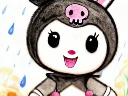 用一把沙子也能画库洛米!小朋友们喜欢的《三丽鸥》库洛米来喽!#库洛米 #三丽鸥 #美乐蒂 #动画片 #青年创作者扶持计划