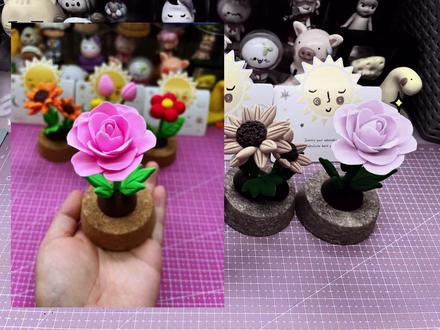 玫瑰这样捏,一看就会#手工diy #超轻粘土手工