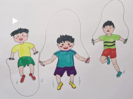 开运动会啦——跳绳比赛现场#育儿简笔画 #跟着抖音学画画 #绘画过程 #小学生运动会 #儿童画