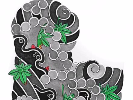 男女都适合的枫叶花臂#日式老传统 #手稿设计 #枫叶纹身 #花臂 #纹身设计 #昆明纹身培训 #纹身图案手稿 #学纹身