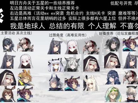 明日方舟五星培养推荐 毕竟看有的人在问 篇幅受限 大概讲一下 可能会漏和不到位 评论补充讨论 但是不要公鸡我#明日方舟