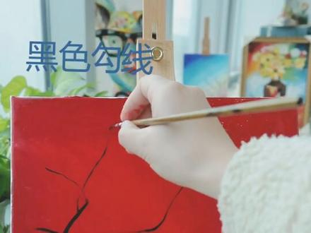 傲雪寒梅,古风油画简单易学#油画 #教程 @抖音小助手