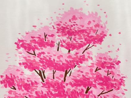 邪修画画就是快!1分钟教你画出浪漫樱花树 #零基础学画画 #沉浸式画画 #画画其实很简单 #邪修画画 #自学画画