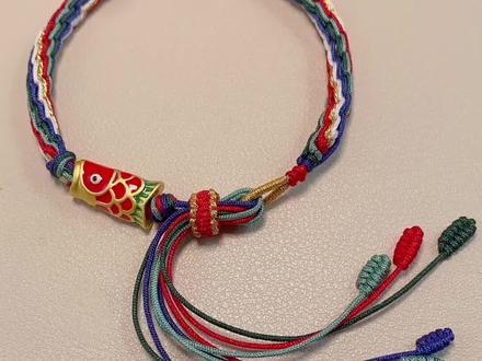 编绳,国风大鱼海棠轮回手绳详细教程,寓意好运连连,平安如意#纯手工编绳 #手工diy #手工 #手工编织 #手链