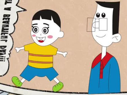 卡通亲子简笔画,可爱的大头儿子和小头爸爸,熟悉的经典动画片