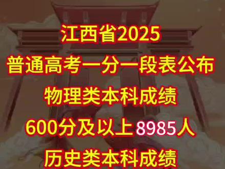 江西省2025普通高考1分一段表公布。