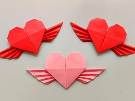 简单的天使爱心折纸,赶紧@你的闺密给你折 #手工折纸视频教程 #手工制作 #折纸