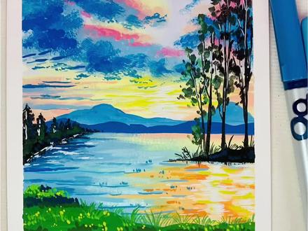 新手两分钟画“春日湖光” 用丙烯马克笔把春日傍晚的湖光揉进画里,
粉紫云霞漫过远山,
水面碎金,
风掠过树梢,
把温柔都藏进这帧风景里。
愿你今天也拥有这般明亮的好心情✨
笔:稚乎
纸:水彩纸300g
@抖音创作小助手 @抖音小助手 @抖音精选官方账号
#风景画 #丙烯马克笔 #跟着抖音学画画 #画画 #春天