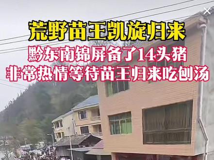 苗王归来迎接的人真是人山人海,长街站满了人,就连山上都站满了人,准备了14头年猪,大家一起长街吃刨汤#荒野苗王 #老六荒野 #贵州黔东南锦屏