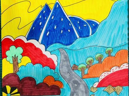 适合6-8岁《祖国大好河山》#马克笔儿童画