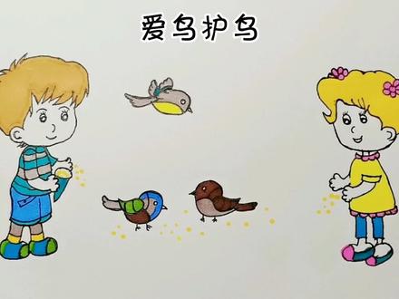 爱鸟护鸟 主题画 #简笔画 #儿童简笔画 #创意简笔画