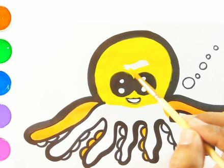 章鱼怎么画?少儿简笔画色彩早教儿童绘画启蒙教程